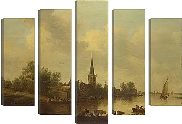 Модульная картина - A River Landscape. Ян ван Гойен Модульная картина - A River Landscape. Ян ван Гойен