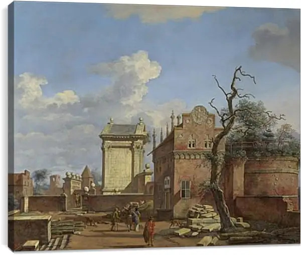 Постер на подрамнике - An Architectural Fantasy. Ян Ван дер Хейден Постер на подрамнике - An Architectural Fantasy. Ян Ван дер Хейден