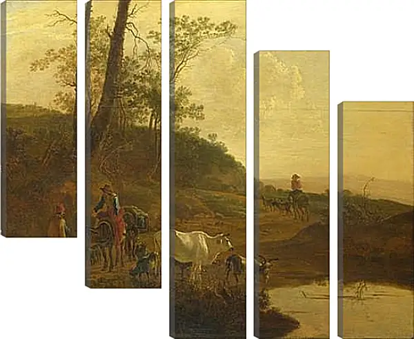 Модульная картина - Men with an Ox and Cattle by a Pool. Ян Бот Модульная картина - Men with an Ox and Cattle by a Pool. Ян Бот
