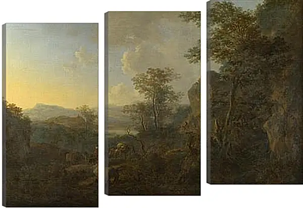 Модульная картина - A Rocky Landscape with Peasants and Pack Mules. Ян Бот Модульная картина - A Rocky Landscape with Peasants and Pack Mules. Ян Бот
