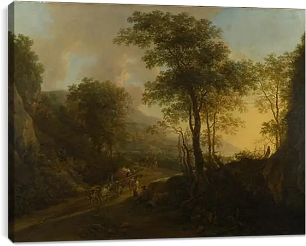 Постер на подрамнике - A Rocky Landscape with an Ox-cart. Ян Бот Постер на подрамнике - A Rocky Landscape with an Ox-cart. Ян Бот