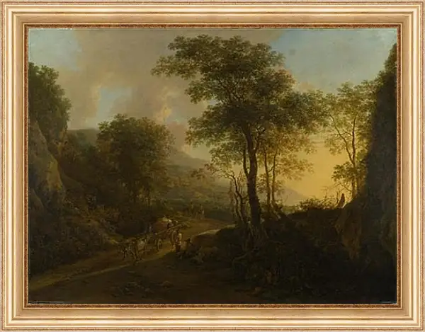 Картина в раме - A Rocky Landscape with an Ox-cart. Ян Бот Картина в раме - A Rocky Landscape with an Ox-cart. Ян Бот