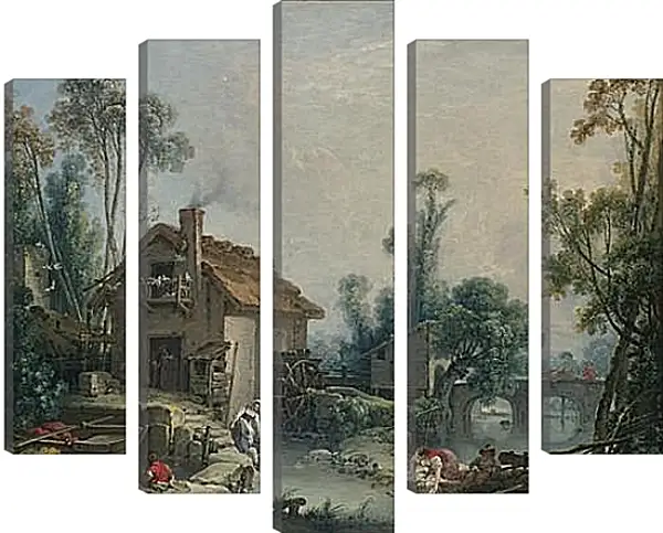 Модульная картина - Landscape with a Watermill. Франсуа Буше Модульная картина - Landscape with a Watermill. Франсуа Буше