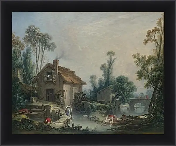 Картина в раме - Landscape with a Watermill. Франсуа Буше Картина в раме - Landscape with a Watermill. Франсуа Буше