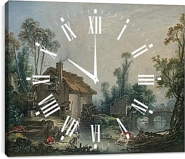 Часы картина - Landscape with a Watermill. Франсуа Буше Часы картина - Landscape with a Watermill. Франсуа Буше
