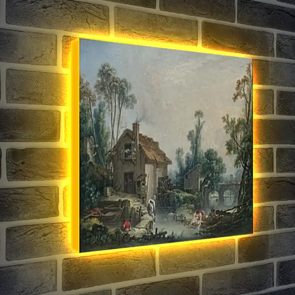 Лайтбокс световая панель - Landscape with a Watermill. Франсуа Буше Лайтбокс световая панель - Landscape with a Watermill. Франсуа Буше