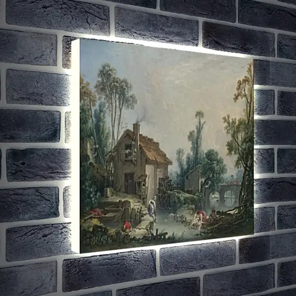 Лайтбокс световая панель - Landscape with a Watermill. Франсуа Буше Лайтбокс световая панель - Landscape with a Watermill. Франсуа Буше
