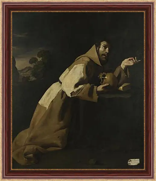 Картина в раме - Saint Francis in Meditation. Святой Франциск в раздумии. Франсиско де Сурбаран Картина в раме - Saint Francis in Meditation. Святой Франциск в раздумии. Франсиско де Сурбаран