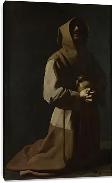 Постер на подрамнике - Saint Francis in Meditation (1). Франсиско де Сурбаран Постер на подрамнике - Saint Francis in Meditation (1). Франсиско де Сурбаран