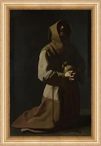 Картина в раме - Saint Francis in Meditation (1). Святой Франциск на коленях. Франсиско де Сурбаран Картина в раме - Saint Francis in Meditation (1). Святой Франциск на коленях. Франсиско де Сурбаран