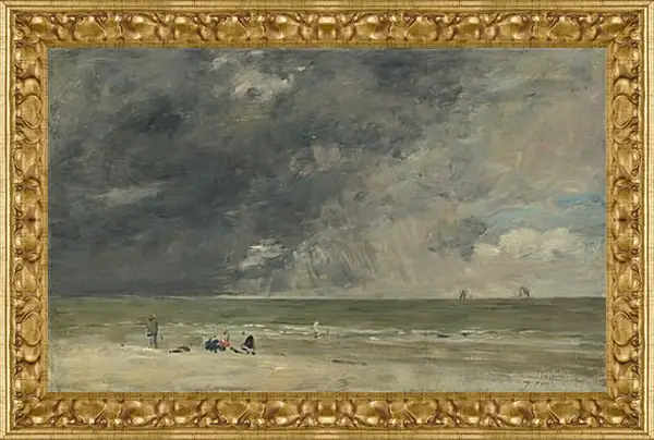 Картина в раме - Beach Scene, Trouville. Эжен Буден Картина в раме - Beach Scene, Trouville. Эжен Буден