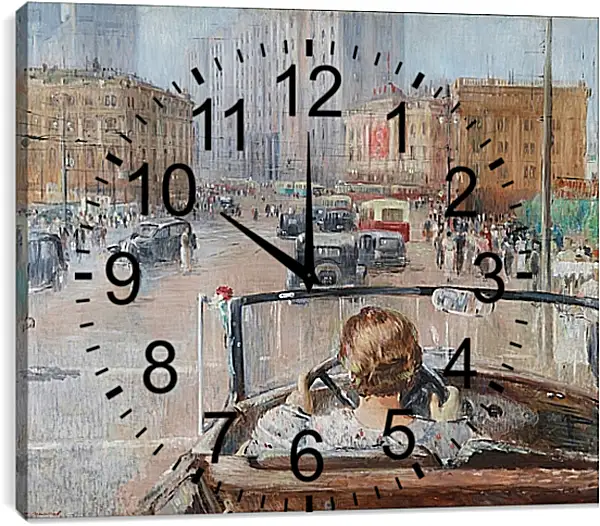 Часы картина - Новая Москва. Пименов Юрий Часы картина - Новая Москва. Пименов Юрий