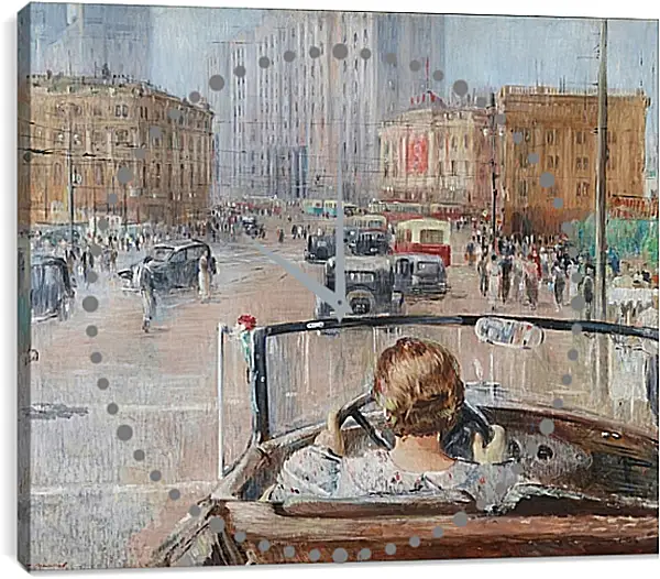 Часы картина - Новая Москва. Пименов Юрий Часы картина - Новая Москва. Пименов Юрий