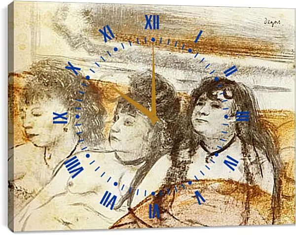 Часы картина - Trois filles assises de face. Эдгар Дега Часы картина - Trois filles assises de face. Эдгар Дега