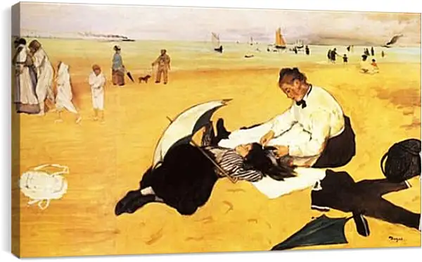 Постер на подрамнике - Bains de mer, petite fille peignee par sa bonne. Эдгар Дега Постер на подрамнике - Bains de mer, petite fille peignee par sa bonne. Эдгар Дега