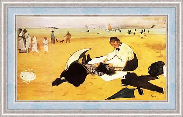 Картина в раме - Bains de mer, petite fille peignee par sa bonne. Эдгар Дега Картина в раме - Bains de mer, petite fille peignee par sa bonne. Эдгар Дега