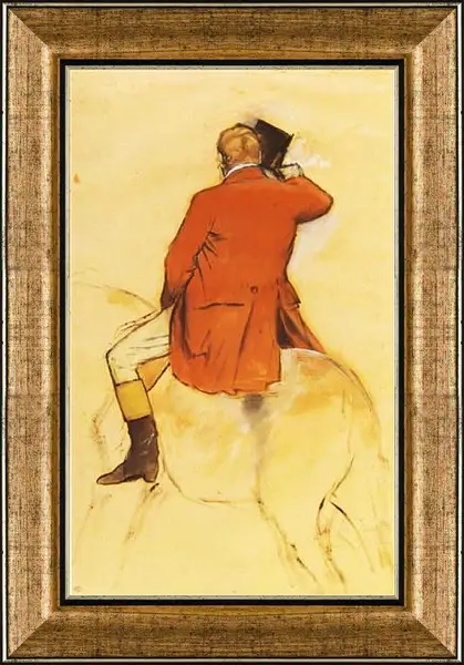 Картина в раме - Cavalier en Habit rouge Pinceau et lavis sepia. Эдгар Дега Картина в раме - Cavalier en Habit rouge Pinceau et lavis sepia. Эдгар Дега