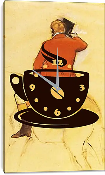 Часы картина - Cavalier en Habit rouge Pinceau et lavis sepia. Эдгар Дега Часы картина - Cavalier en Habit rouge Pinceau et lavis sepia. Эдгар Дега