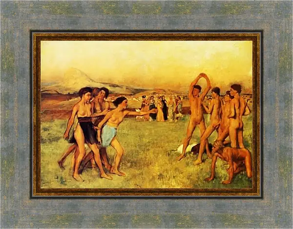 Картина в раме - Petites filles spartiates provoquant des garcons. Эдгар Дега Картина в раме - Petites filles spartiates provoquant des garcons. Эдгар Дега