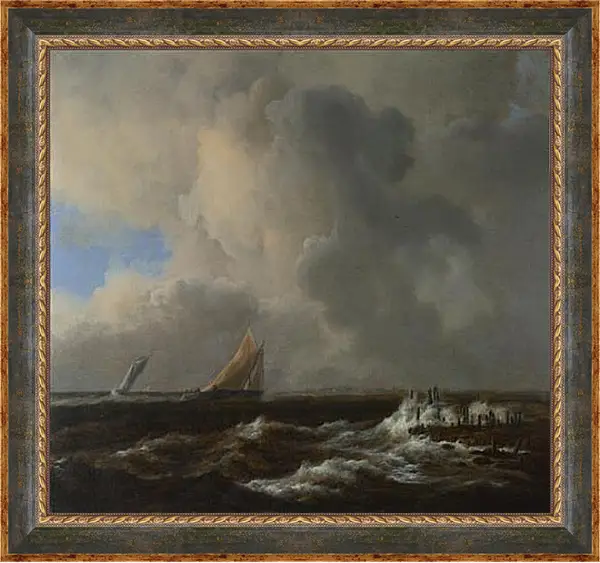 Картина в раме - Vessels in a Fresh Breeze. Якоб ван Рейсдал Картина в раме - Vessels in a Fresh Breeze. Якоб ван Рейсдал