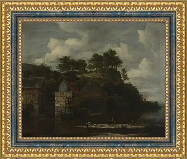 Картина в раме - Three Watermills with Washerwomen. Якоб ван Рейсдал Картина в раме - Three Watermills with Washerwomen. Якоб ван Рейсдал