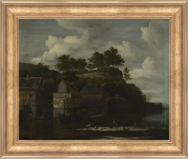 Картина в раме - Three Watermills with Washerwomen. Якоб ван Рейсдал Картина в раме - Three Watermills with Washerwomen. Якоб ван Рейсдал