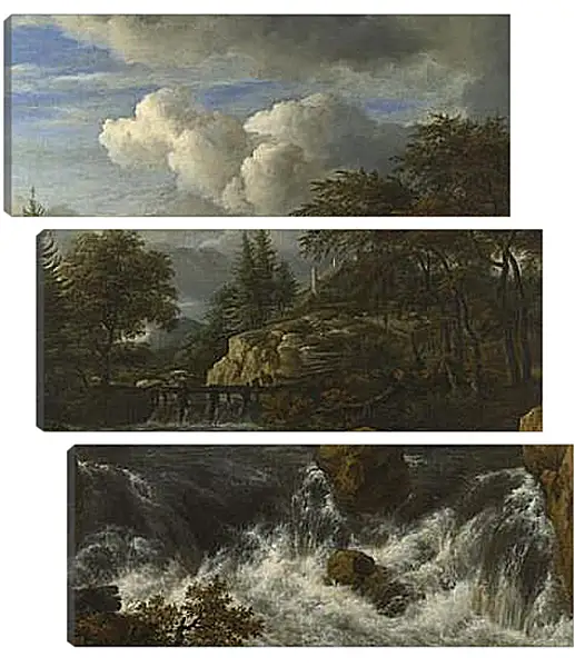 Модульная картина - A Waterfall in a Rocky Landscape. Якоб ван Рейсдал Модульная картина - A Waterfall in a Rocky Landscape. Якоб ван Рейсдал