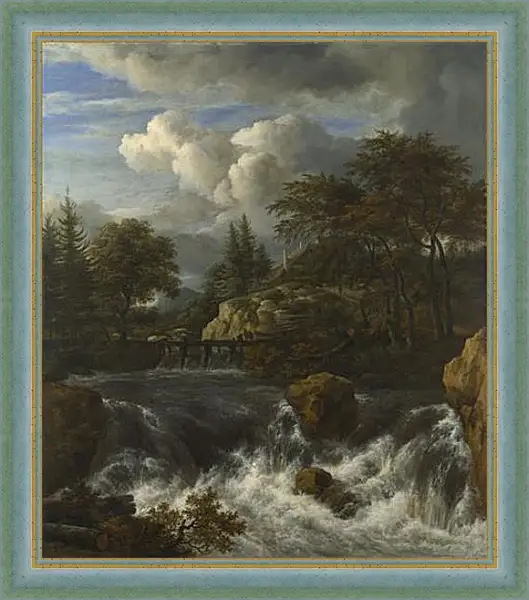 Картина в раме - A Waterfall in a Rocky Landscape. Якоб ван Рейсдал Картина в раме - A Waterfall in a Rocky Landscape. Якоб ван Рейсдал