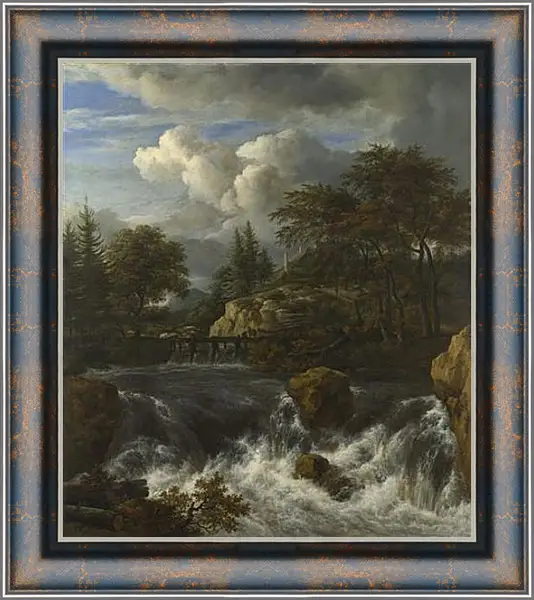 Картина в раме - A Waterfall in a Rocky Landscape. Якоб ван Рейсдал Картина в раме - A Waterfall in a Rocky Landscape. Якоб ван Рейсдал