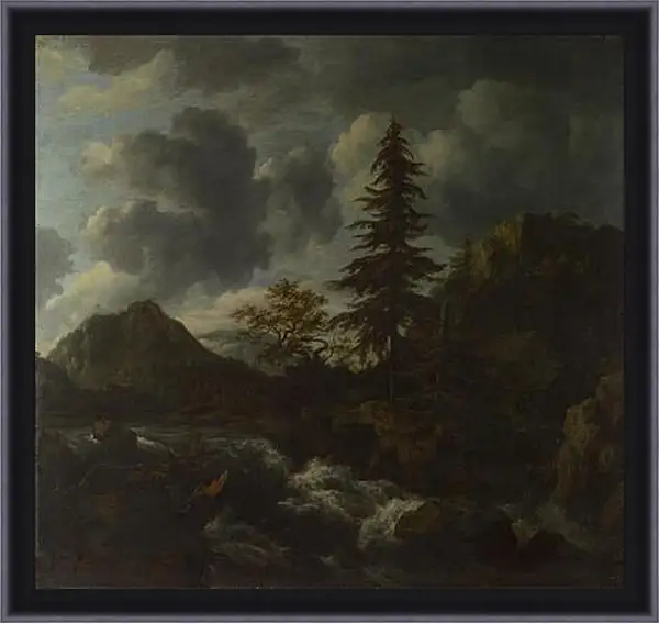 Картина в раме - A Torrent in a Mountainous Landscape. Якоб ван Рейсдал Картина в раме - A Torrent in a Mountainous Landscape. Якоб ван Рейсдал