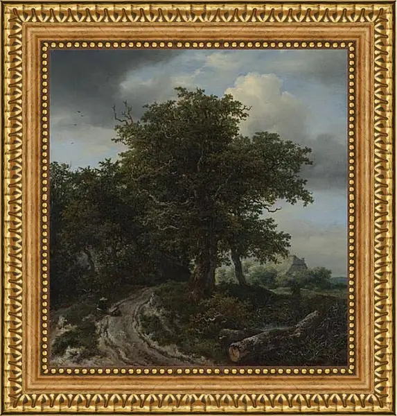 Картина в раме - A Road winding between Trees towards a Distant Cottage. Якоб ван Рейсдал Картина в раме - A Road winding between Trees towards a Distant Cottage. Якоб ван Рейсдал