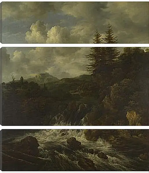Модульная картина - A Landscape with a Waterfall and a Castle on a Hill. Якоб ван Рейсдал Модульная картина - A Landscape with a Waterfall and a Castle on a Hill. Якоб ван Рейсдал