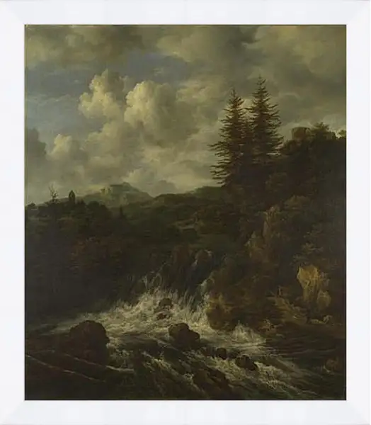 Картина в раме - A Landscape with a Waterfall and a Castle on a Hill. Якоб ван Рейсдал Картина в раме - A Landscape with a Waterfall and a Castle on a Hill. Якоб ван Рейсдал