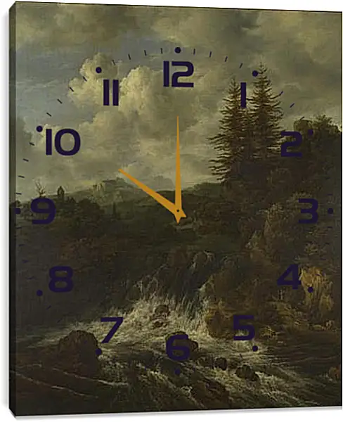 Часы картина - A Landscape with a Waterfall and a Castle on a Hill. Якоб ван Рейсдал Часы картина - A Landscape with a Waterfall and a Castle on a Hill. Якоб ван Рейсдал