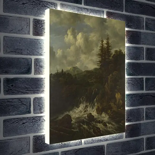 Лайтбокс световая панель - A Landscape with a Waterfall and a Castle on a Hill. Якоб ван Рейсдал Лайтбокс световая панель - A Landscape with a Waterfall and a Castle on a Hill. Якоб ван Рейсдал