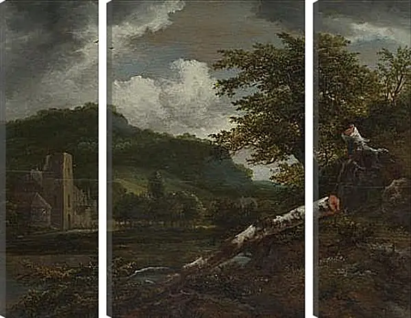 Модульная картина - A Landscape with a Ruined Building. Якоб ван Рейсдал Модульная картина - A Landscape with a Ruined Building. Якоб ван Рейсдал