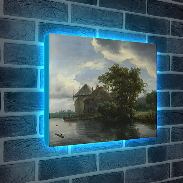 Лайтбокс световая панель - A Cottage and a Hayrick by a River. Якоб ван Рейсдал Лайтбокс световая панель - A Cottage and a Hayrick by a River. Якоб ван Рейсдал