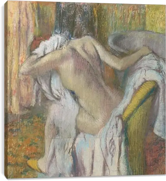 Постер на подрамнике - After the Bath, Woman drying herself. Эдгар Дега Постер на подрамнике - After the Bath, Woman drying herself. Эдгар Дега