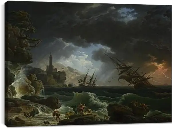 Постер на подрамнике - A Shipwreck in Stormy Seas. Клод Жозеф Верне Постер на подрамнике - A Shipwreck in Stormy Seas. Клод Жозеф Верне