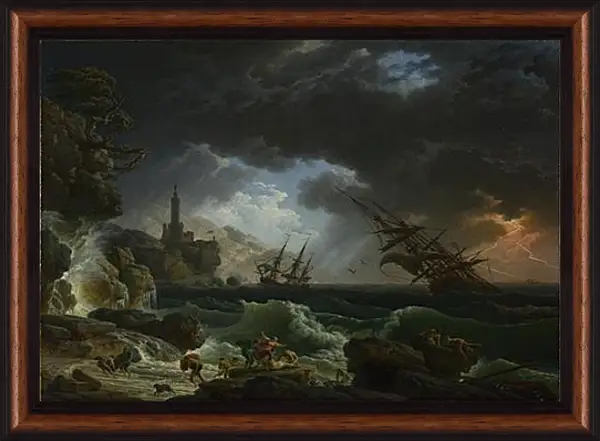 Картина в раме - A Shipwreck in Stormy Seas. Клод Жозеф Верне Картина в раме - A Shipwreck in Stormy Seas. Клод Жозеф Верне