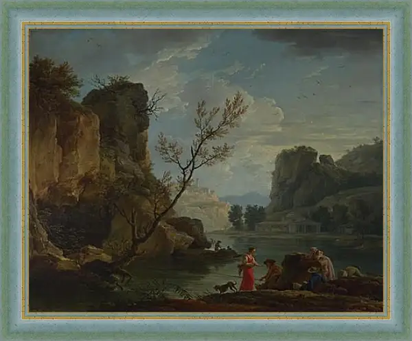 Картина в раме - A River with Fishermen. Клод Жозеф Верне Картина в раме - A River with Fishermen. Клод Жозеф Верне
