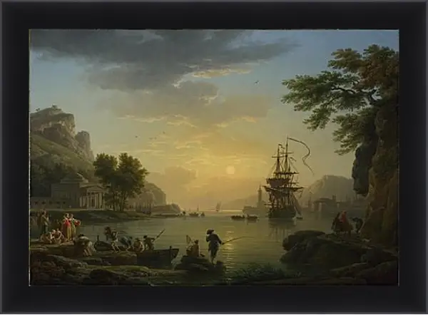 Картина в раме - A Landscape at Sunset. Клод Жозеф Верне Картина в раме - A Landscape at Sunset. Клод Жозеф Верне