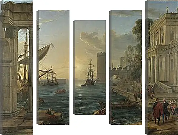 Модульная картина - Seaport with the Embarkation of the Queen of Sheba. Лоррен Клод Модульная картина - Seaport with the Embarkation of the Queen of Sheba. Лоррен Клод