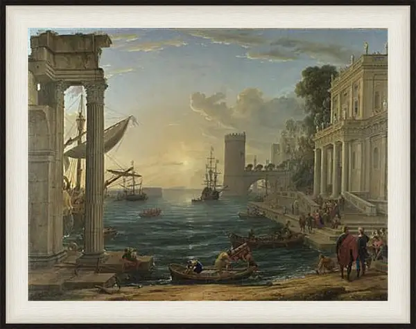 Картина в раме - Seaport with the Embarkation of the Queen of Sheba. Лоррен Клод Картина в раме - Seaport with the Embarkation of the Queen of Sheba. Лоррен Клод