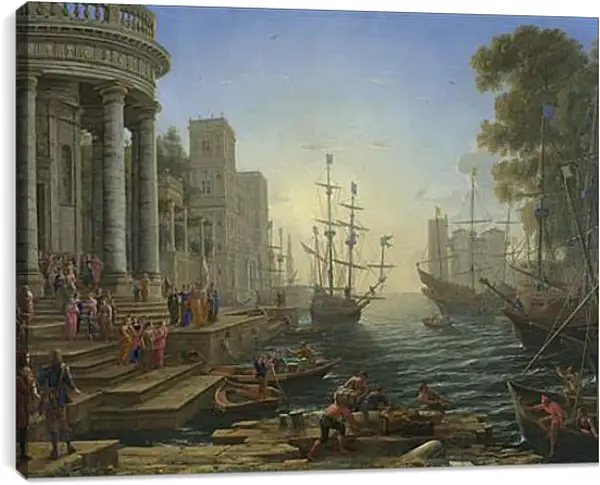 Постер на подрамнике - Seaport with the Embarkation of Saint Ursula. Лоррен Клод Постер на подрамнике - Seaport with the Embarkation of Saint Ursula. Лоррен Клод