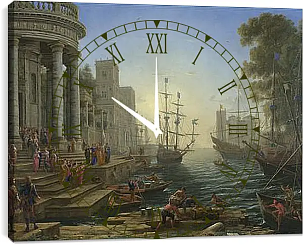 Часы картина - Seaport with the Embarkation of Saint Ursula. Лоррен Клод Часы картина - Seaport with the Embarkation of Saint Ursula. Лоррен Клод