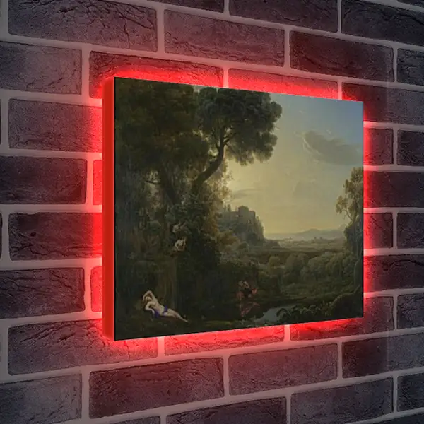 Лайтбокс световая панель - Landscape with Narcissus and Echo. Лоррен Клод Лайтбокс световая панель - Landscape with Narcissus and Echo. Лоррен Клод