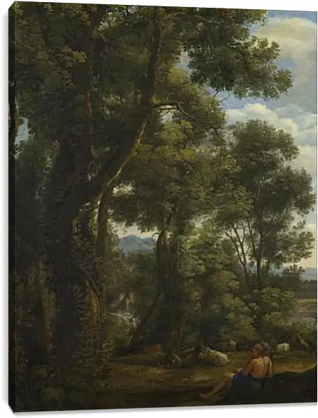 Постер на подрамнике - Landscape with a Goatherd and Goats. Лоррен Клод Постер на подрамнике - Landscape with a Goatherd and Goats. Лоррен Клод