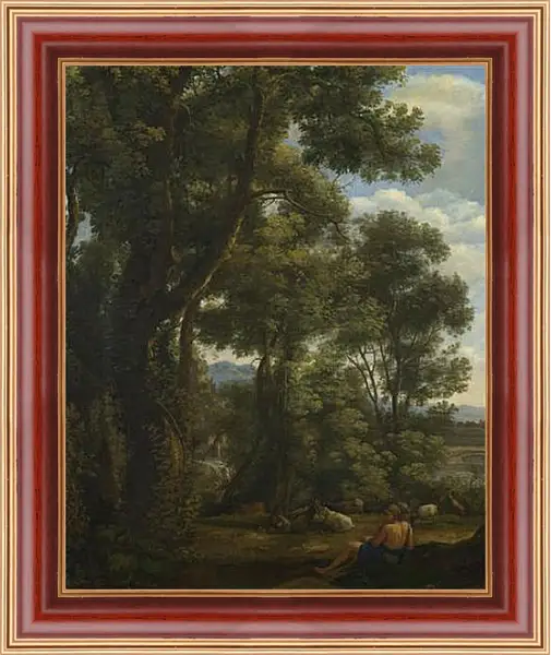 Картина в раме - Landscape with a Goatherd and Goats. Лоррен Клод Картина в раме - Landscape with a Goatherd and Goats. Лоррен Клод