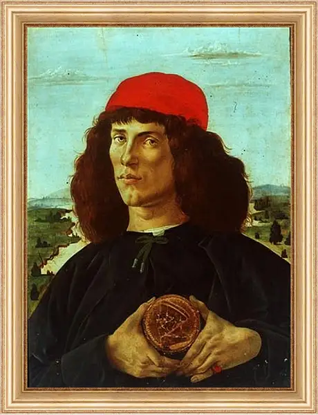 Картина в раме - Portrait of a Man with the Medal of Cosimo de Medici the Elder. Сандро Боттичелли Картина в раме - Portrait of a Man with the Medal of Cosimo de Medici the Elder. Сандро Боттичелли